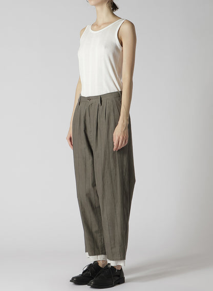 COTTON STRIPE INK DYED DOUBLE TUCK TAPERED PANTS