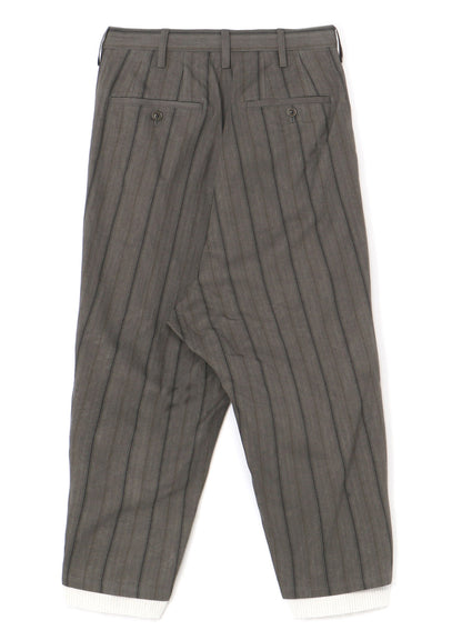 COTTON STRIPE INK DYED DOUBLE TUCK TAPERED PANTS