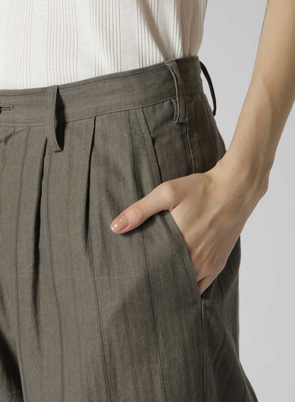 COTTON STRIPE INK DYED DOUBLE TUCK TAPERED PANTS