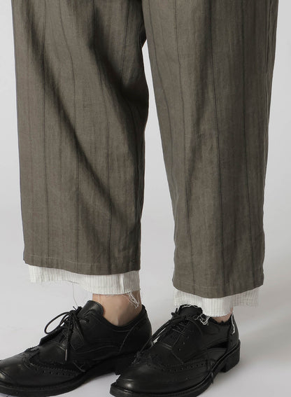 COTTON STRIPE INK DYED DOUBLE TUCK TAPERED PANTS