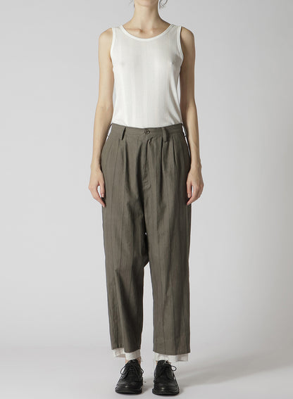 COTTON STRIPE INK DYED DOUBLE TUCK TAPERED PANTS