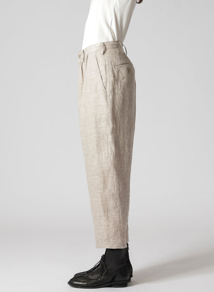 LINEN TWEED PLEATS TAPERED PANTS