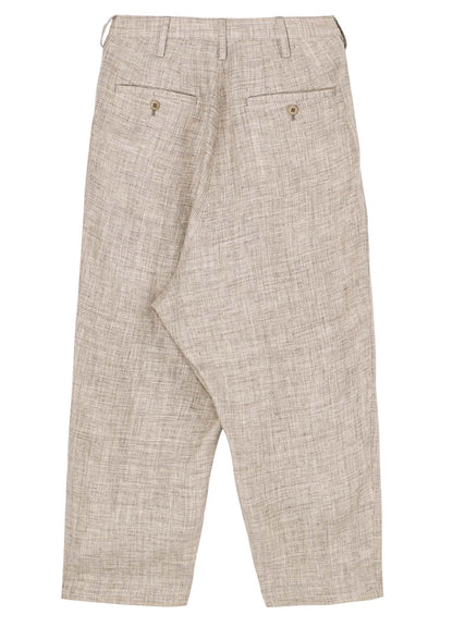 LINEN TWEED PLEATS TAPERED PANTS