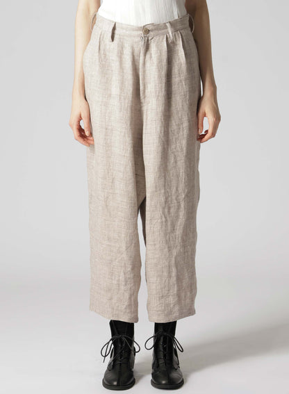 LINEN TWEED PLEATS TAPERED PANTS
