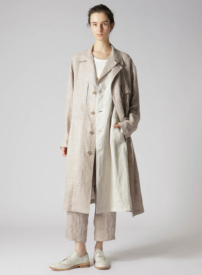 LINEN TWEED PLEATS TAPERED PANTS