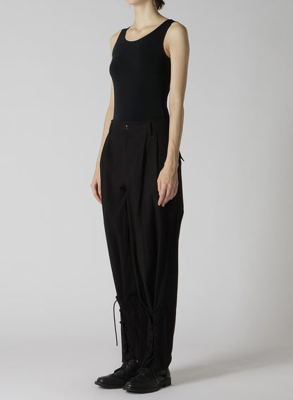 PLAIN WEAVE DENIM LACE UP HEM PANTS