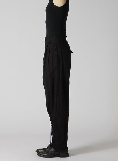 PLAIN WEAVE DENIM LACE UP HEM PANTS