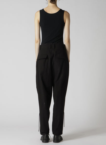 PLAIN WEAVE DENIM LACE UP HEM PANTS