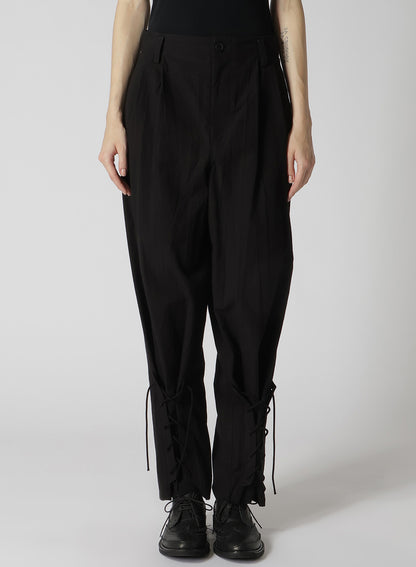 PLAIN WEAVE DENIM LACE UP HEM PANTS