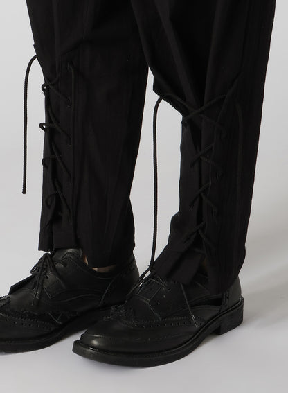 PLAIN WEAVE DENIM LACE UP HEM PANTS