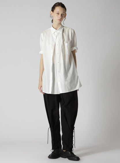 PLAIN WEAVE DENIM LACE UP HEM PANTS