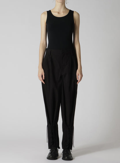 PLAIN WEAVE DENIM LACE UP HEM PANTS