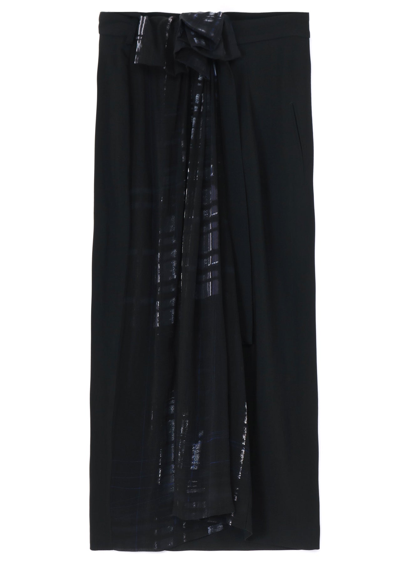 HAND PAINTED PLAID PRINT DOUBLE BELTED SKIRT
