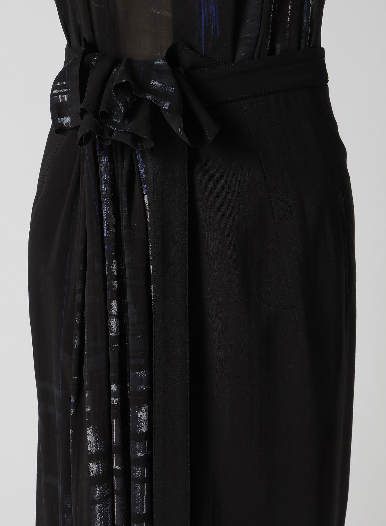 HAND PAINTED PLAID PRINT DOUBLE BELTED SKIRT