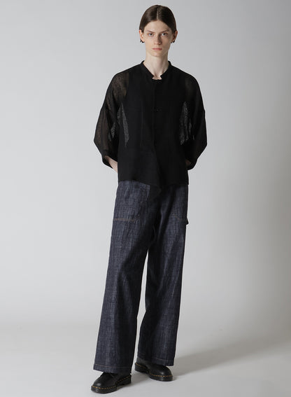 LENO CLOTH HALF SLEEVE BOX SHIRT