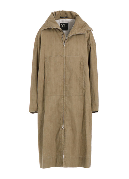 RAMIE/NYLON PIGMENT COATING BIG ANORAK COAT