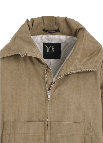 RAMIE/NYLON PIGMENT COATING BIG ANORAK COAT