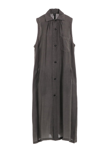 CUPRO STRIPE SLEEVELESS SHIRT DRESS