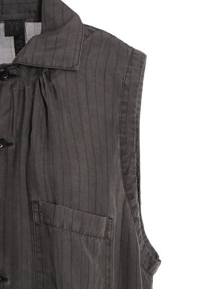 CUPRO STRIPE SLEEVELESS SHIRT DRESS