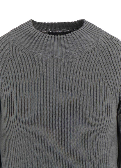 RIB STITCH TWISTED HALF SLEEVE RIB PULLOVER