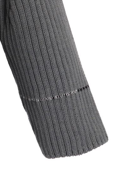 RIB STITCH TWISTED HALF SLEEVE RIB PULLOVER