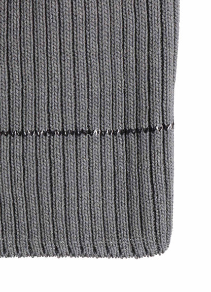 RIB STITCH TWISTED HALF SLEEVE RIB PULLOVER