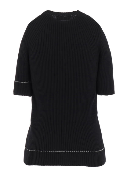 RIB STITCH TWISTED HALF SLEEVE RIB PULLOVER