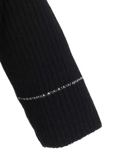 RIB STITCH TWISTED HALF SLEEVE RIB PULLOVER