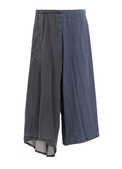 WASHER STRIPE ASYMMETRIC WAIST STRING PANTS