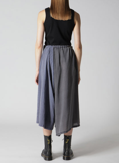 WASHER STRIPE ASYMMETRIC WAIST STRING PANTS