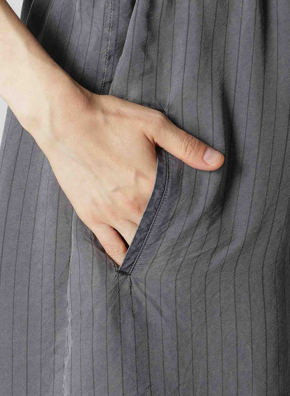 WASHER STRIPE ASYMMETRIC WAIST STRING PANTS