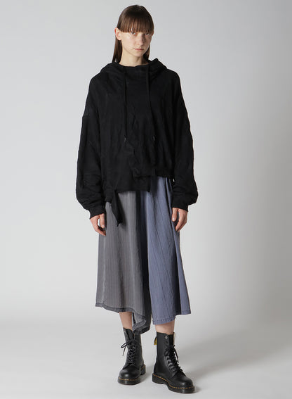 WASHER STRIPE ASYMMETRIC WAIST STRING PANTS