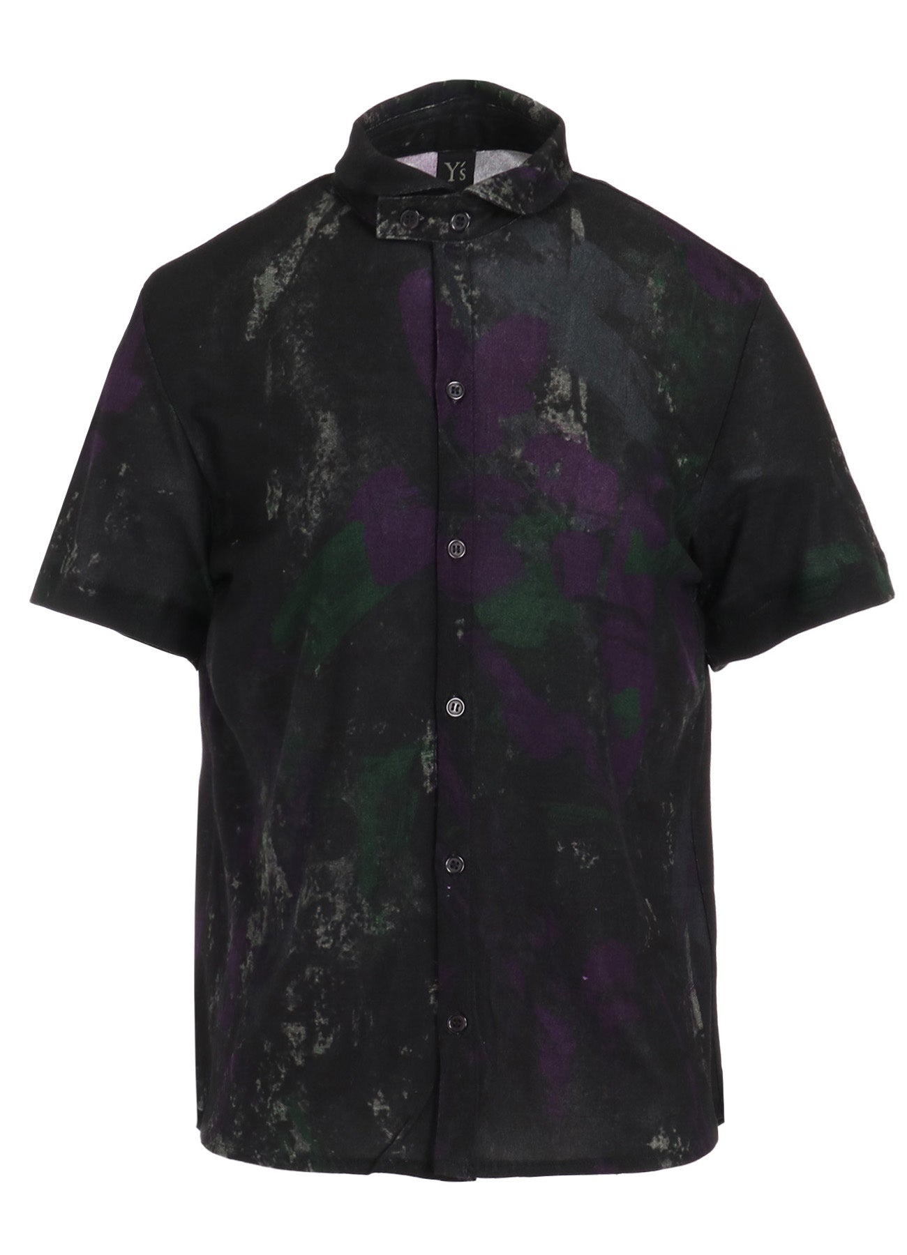 FADED PRINT LONG SLEEVE ROUND HEM HALF SLEEE T