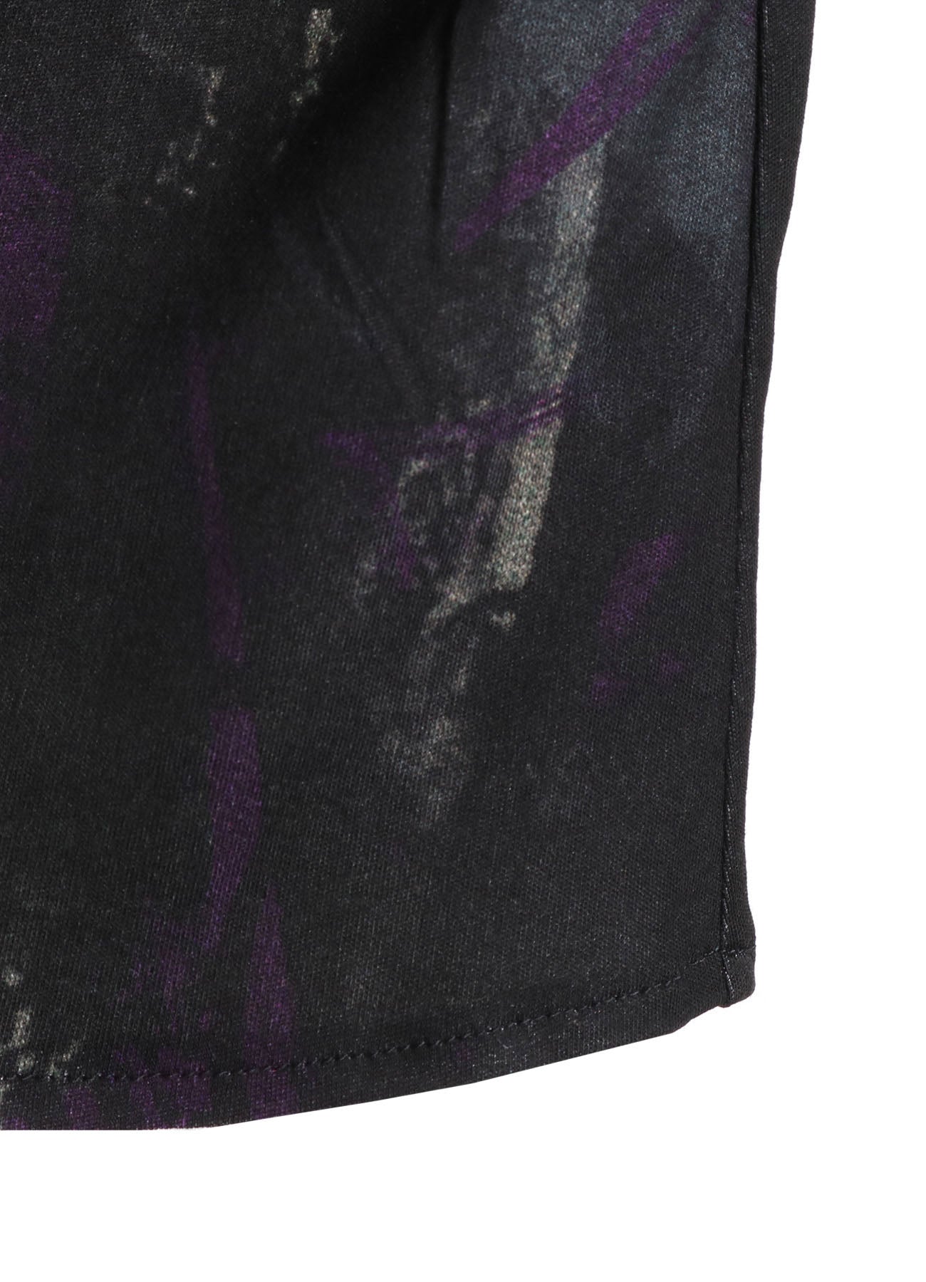 FADED PRINT LONG SLEEVE ROUND HEM HALF SLEEE T