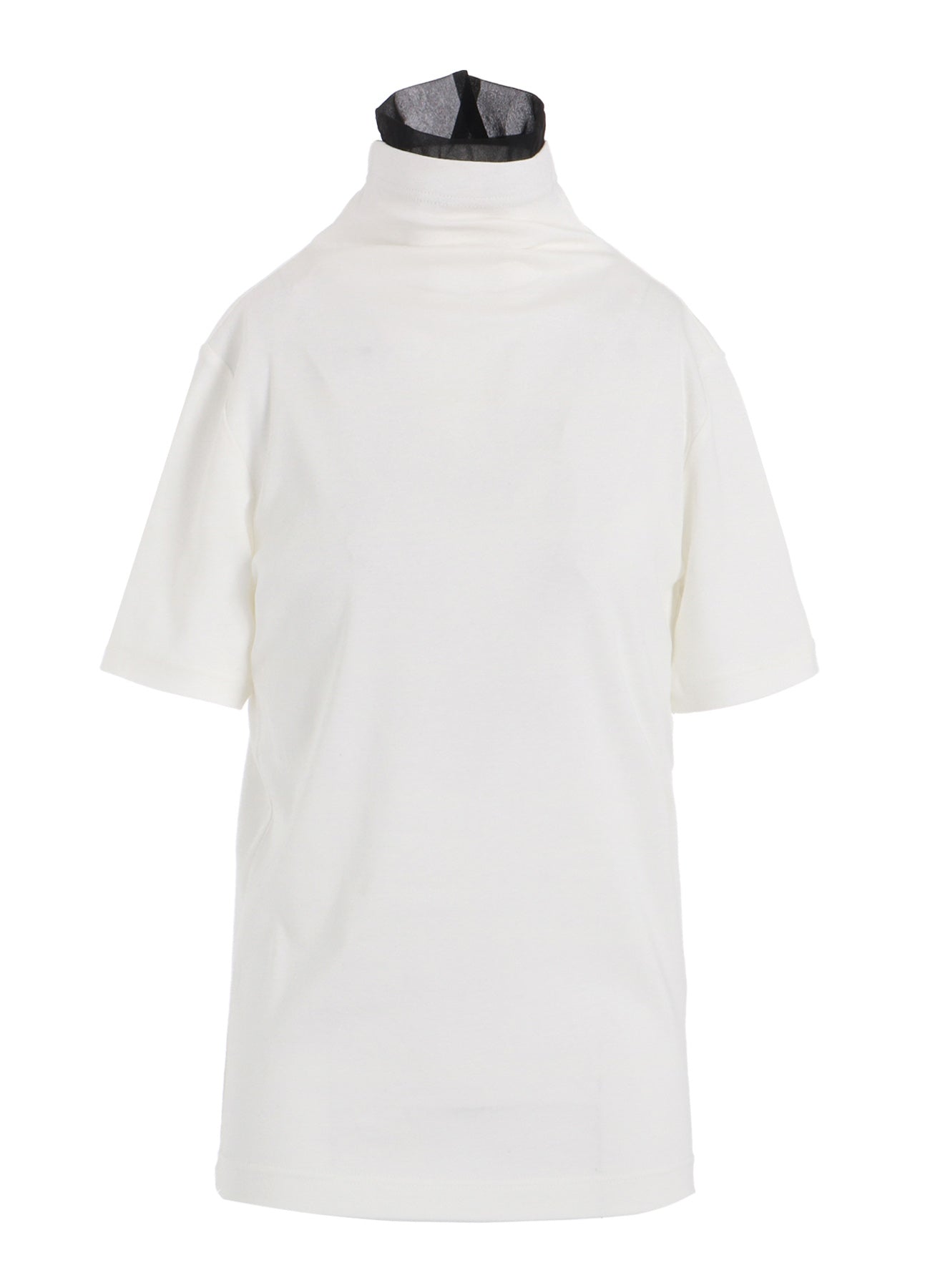 COTTON FRAISE/POLYESTER GAUZE HIGH NECK HALF SLEEVE T