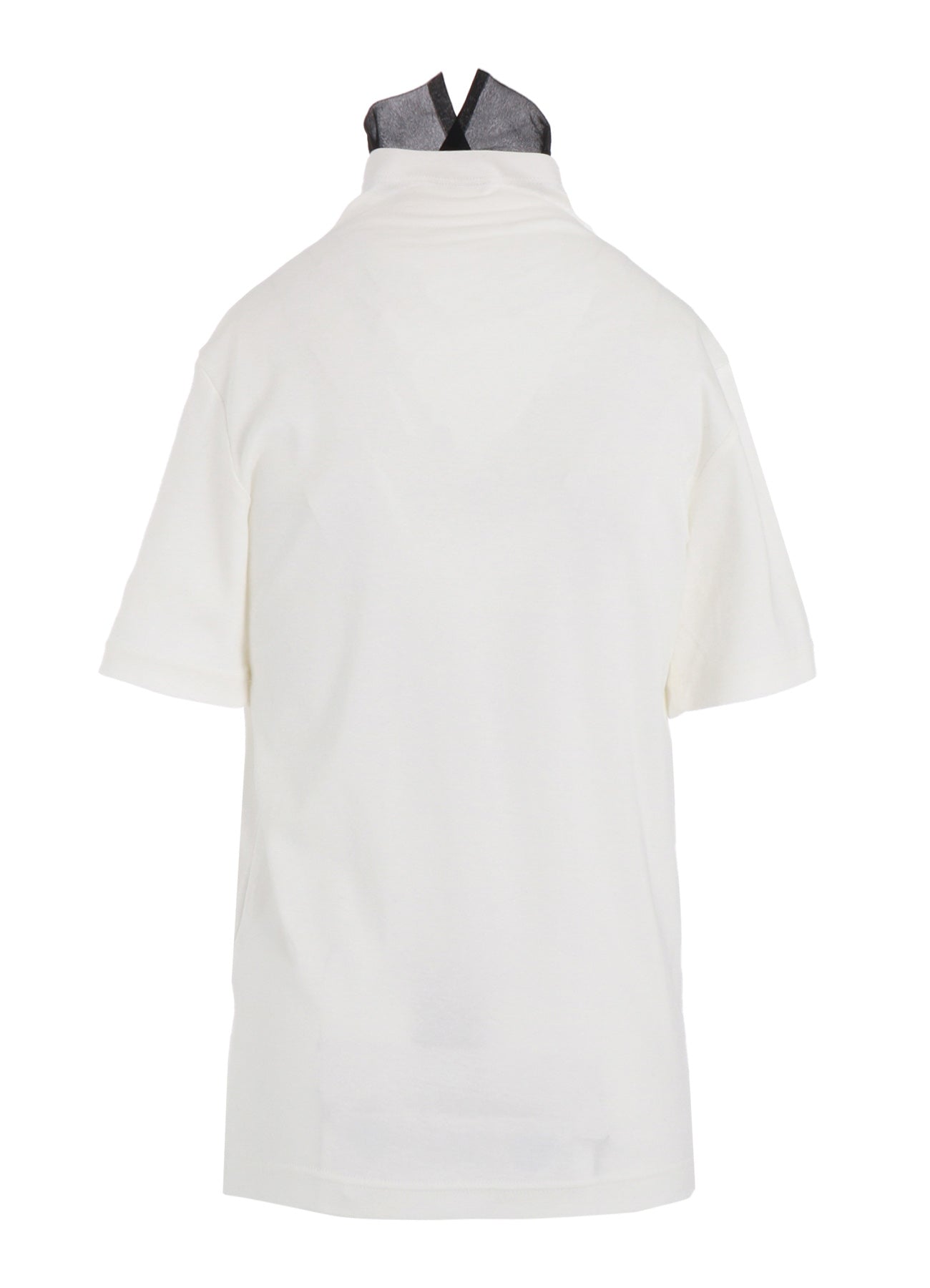 COTTON FRAISE/POLYESTER GAUZE HIGH NECK HALF SLEEVE T