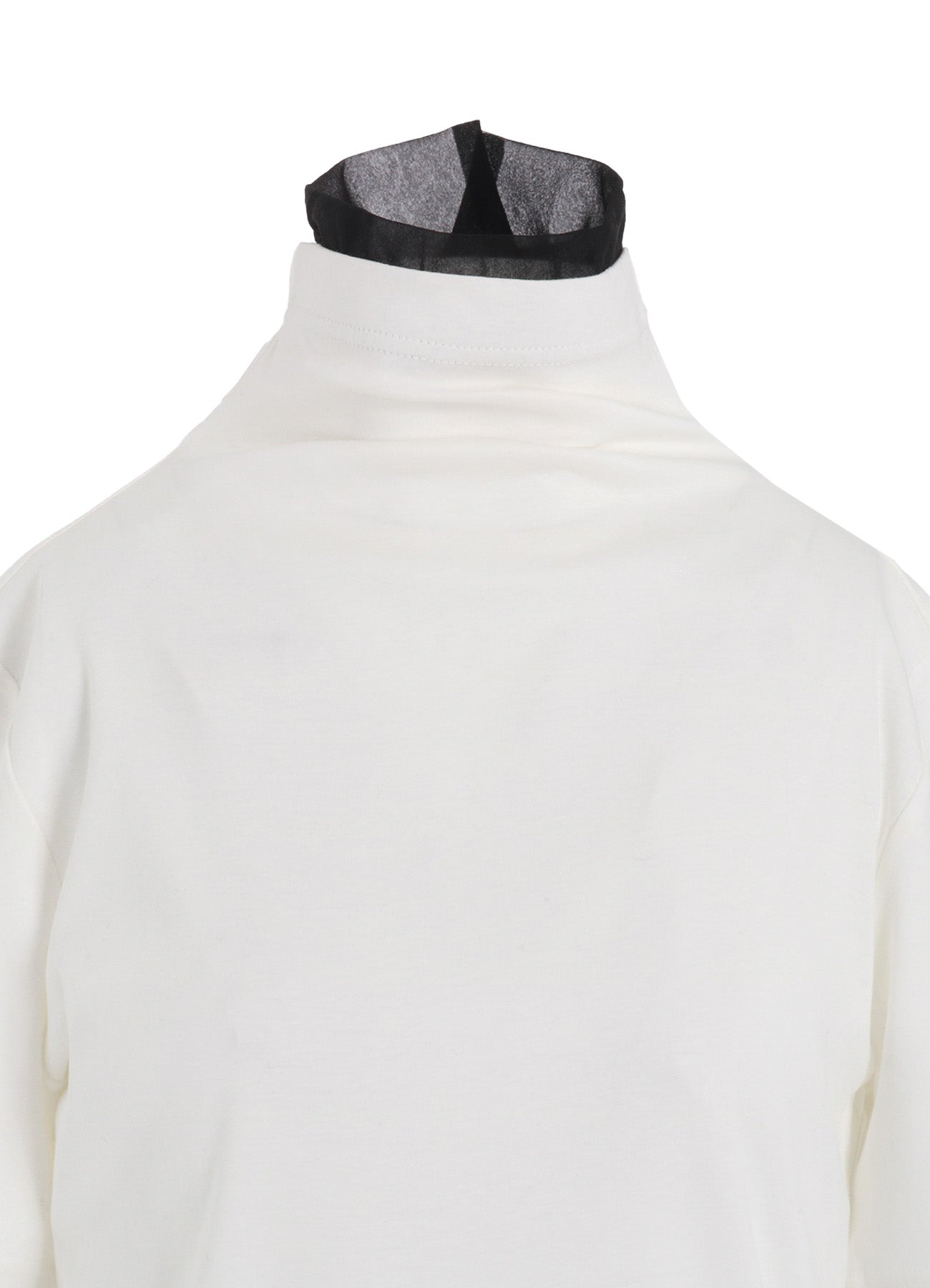 COTTON FRAISE/POLYESTER GAUZE HIGH NECK HALF SLEEVE T