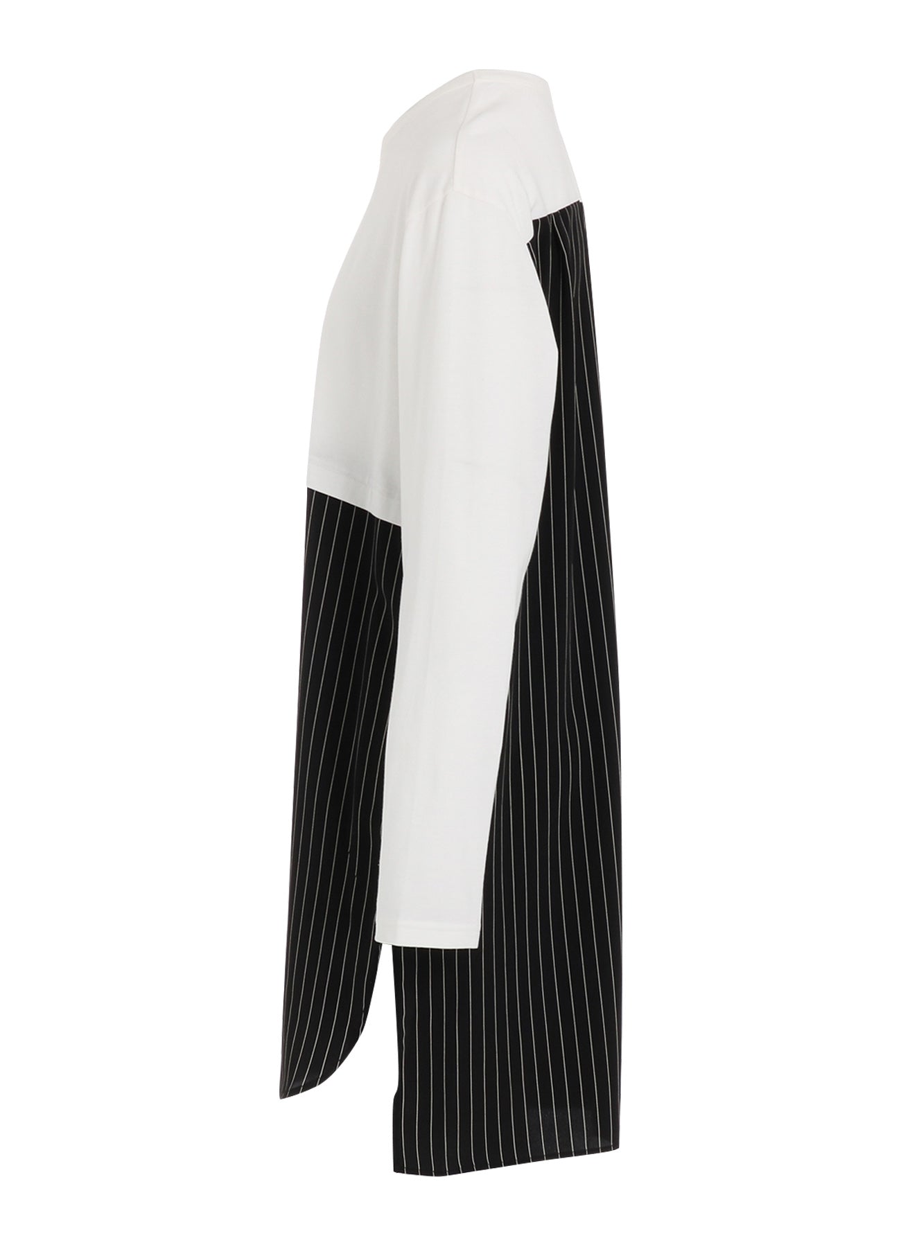 POLYESTER DE CHINE STRIPE CONBI LONG SLEEVE T