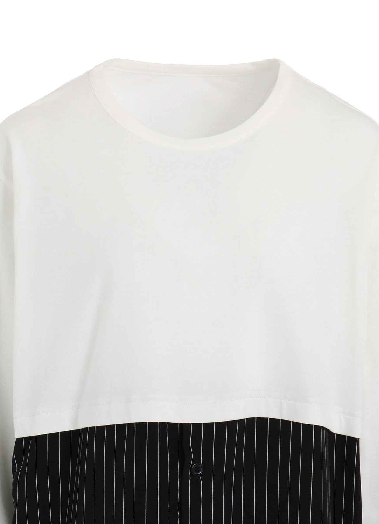 POLYESTER DE CHINE STRIPE CONBI LONG SLEEVE T