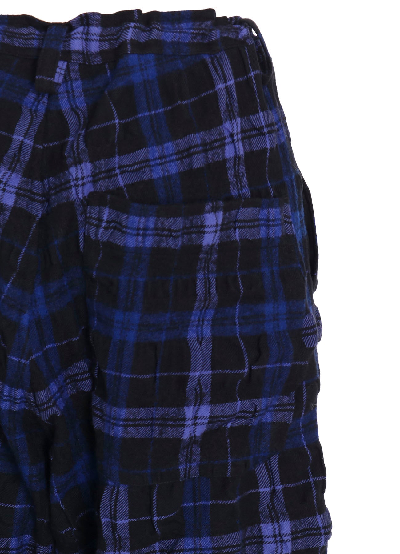 MILLED WOOL COTTON PLAID PANTS