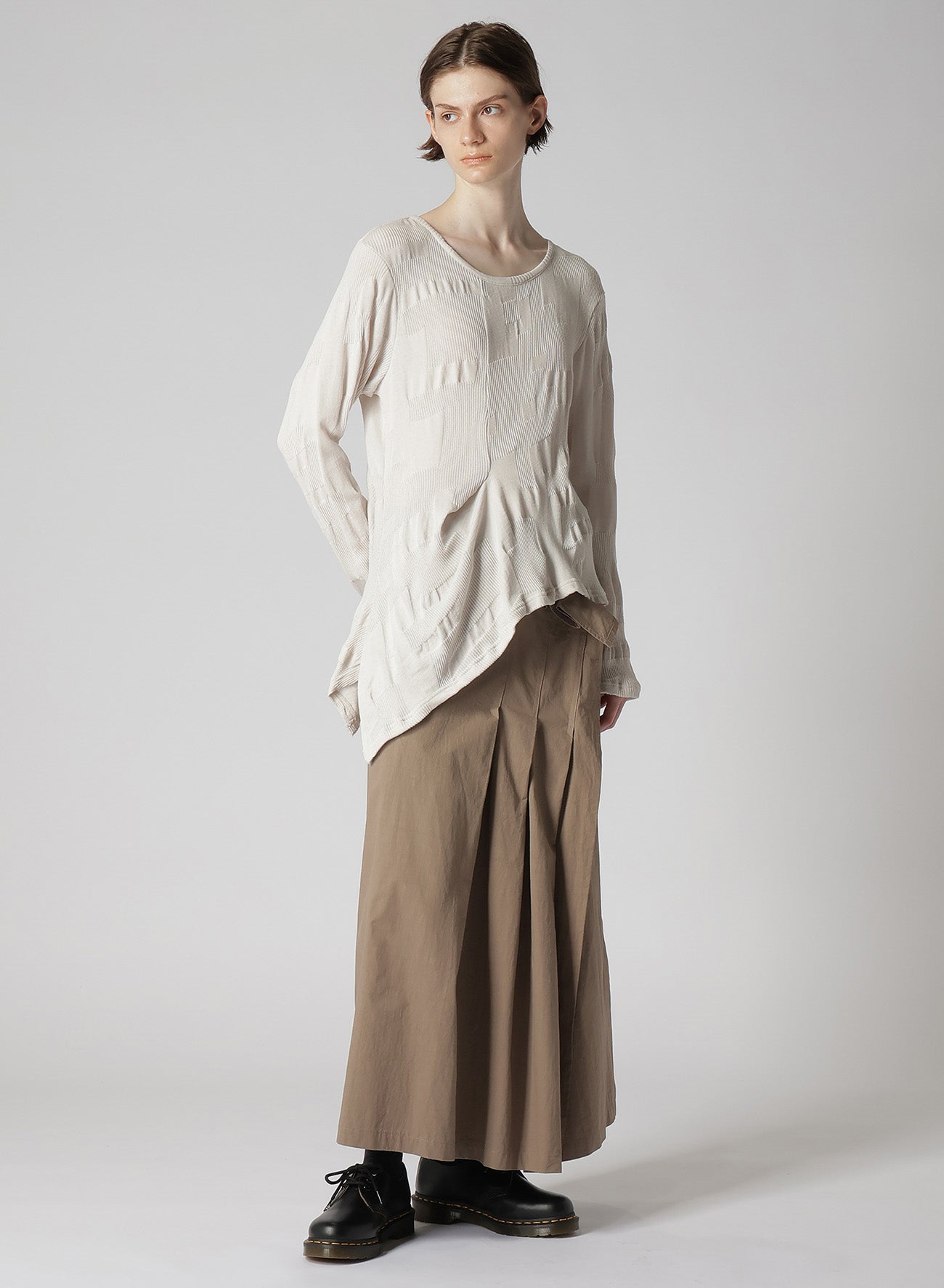 LIGHT TWILL COTTON PLEATED WRAP SKIRT