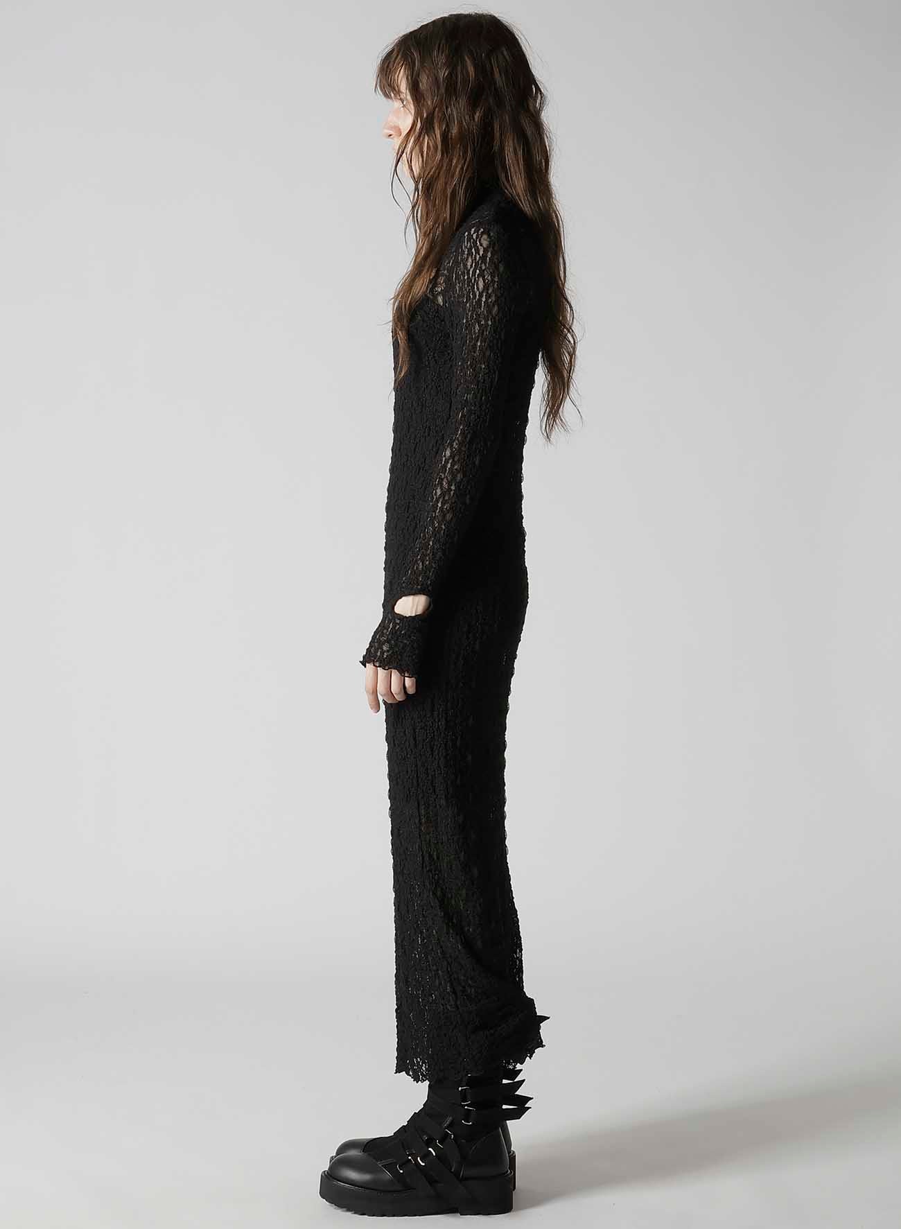 FLOWER SHIRRING SLIT DRESS