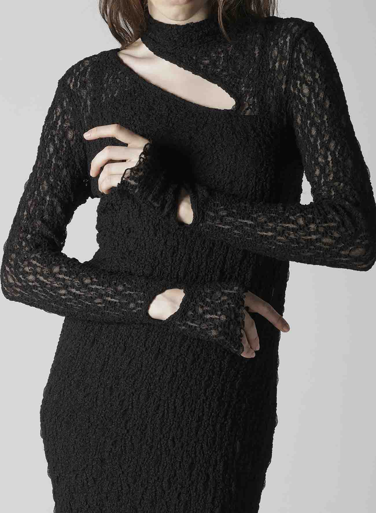 FLOWER SHIRRING SLIT DRESS