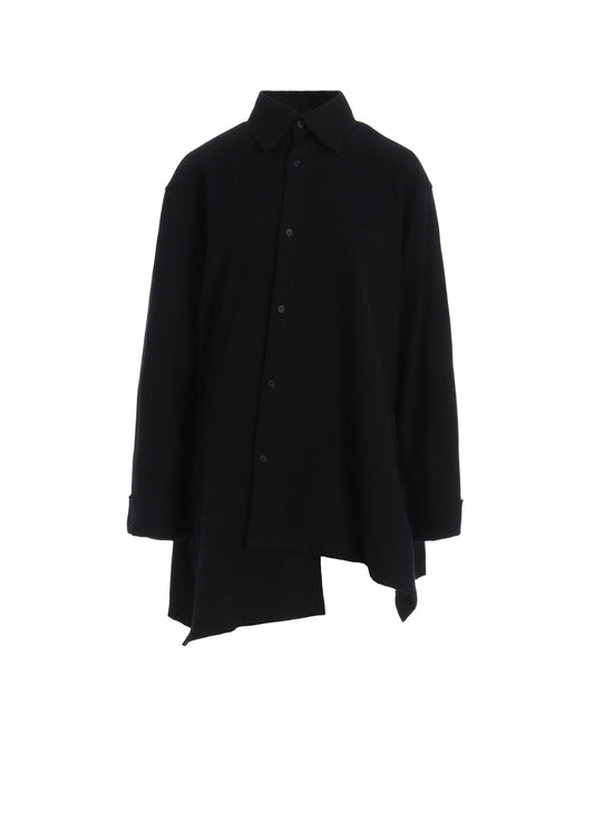 COTTON FLANNEL R-ASYMMETRIC FLARE BLOUSE