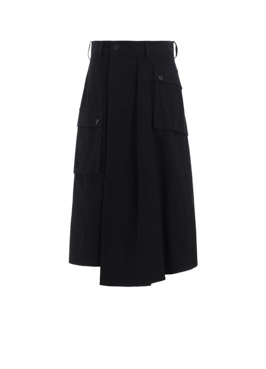 COTTON TWILL R-WIDE TUCK CARGO SKIRT
