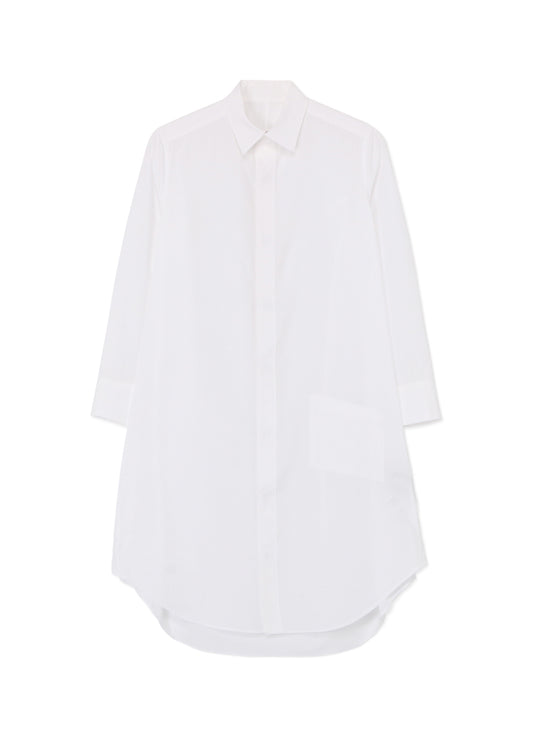 COTTON BROADCLOTH BALLOON SILHOUETTE SHIRT DRESS WITH BOX POCKET