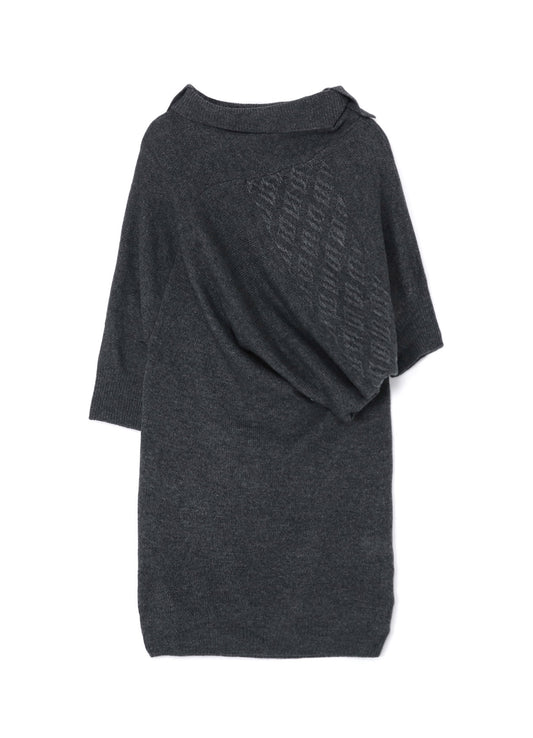 PLAIN ST+PATTERN+RIB DRAPED TURTLE NECK B