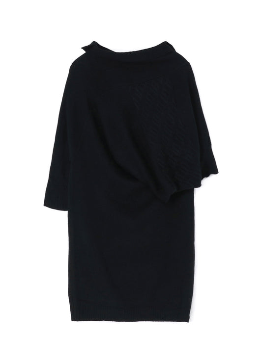 PLAIN ST+PATTERN+RIB DRAPED TURTLE NECK B