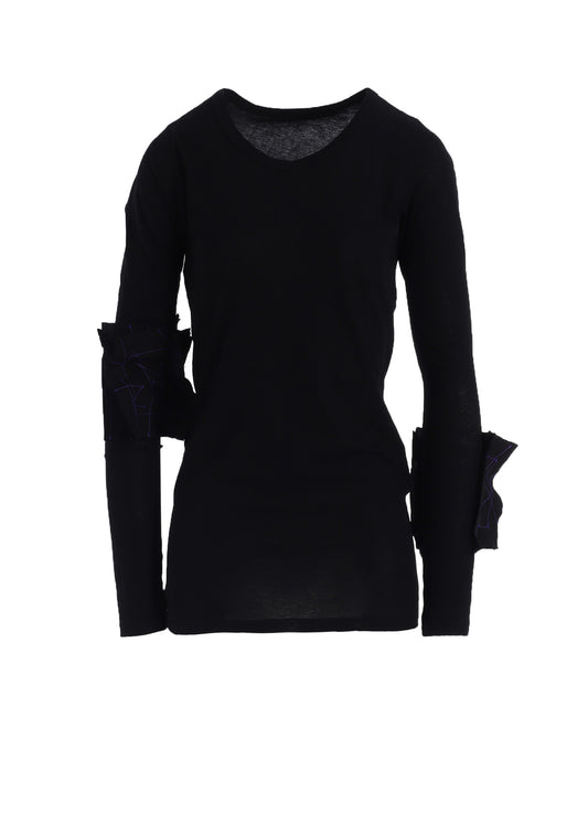 COTTON SINGLE JERSEY R MOTIF LONG T-SHIRT