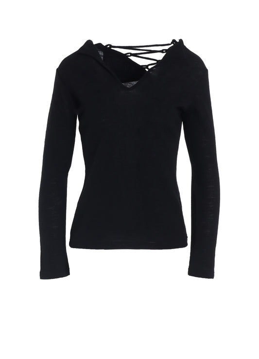 AIRY SPUN LIGHT MILLED BACKSIDE LACE UP T-SHIRT